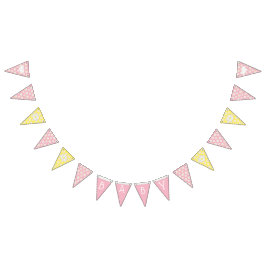 Roze en Geel Baby Meisje Daisy Theme Baby shower Vlaggetjes