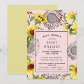 Roze en geel Baby shower Kaart (Voorkant / Achterkant)