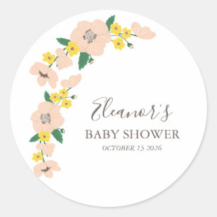 Roze en geel Baby shower van Florence Ronde Sticker