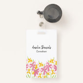 roze en geel badge (Voorkant met intrekbare)