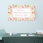 Roze en Geel Bloemen Baby shower Welkom Spandoek (Beurs)