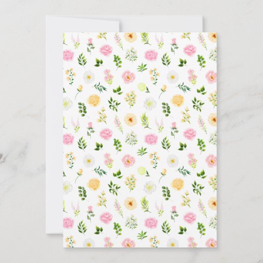 Roze en geel Bloemen Baby shower Woorden van Wijsh Kaart (Achterkant)