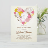  Roze en Geel Bloemen Hart Afstuderen Kaart (Staand voorkant)
