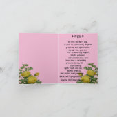 Roze en Geel Bloemen Moederdag Kaart (Binnen)