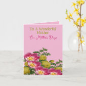 Roze en Geel Bloemen Moederdag Kaart (Gele Bloem)