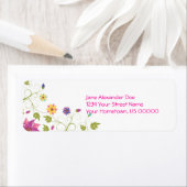 Roze en Geel Bloemen Terugkeeradresetiket Etiket (Insitu)