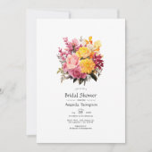 Roze en Geel Bloemen Vrijgezellenfeest Kaart (Voorkant)