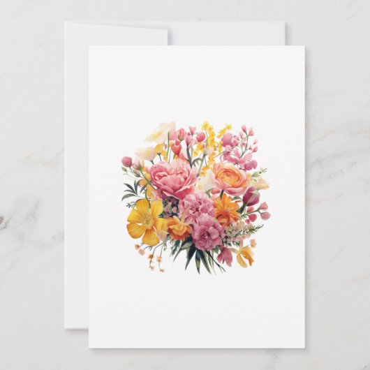 Roze en Geel Bloemen Vrijgezellenfeest Kaart (Achterkant)