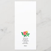 Roze en Geel Bloemen Waterverf Bruiloft Menu (Achterkant)