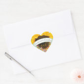 Roze en Geel Bloemen Zonnebloem Bruiloft Seal Hart Sticker (Envelop)