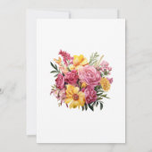 Roze en Geel Bloemenbruiloft repetitie diner Kaart (Achterkant)