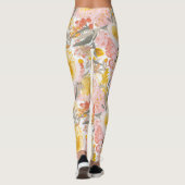  roze en geel bloemmotief leggings (Achterkant)