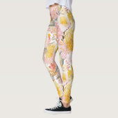  roze en geel bloemmotief leggings (Links)
