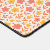 Roze en geel bloempatroon bureaumat (Hoek)