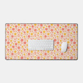 Roze en geel bloempatroon bureaumat (Keyboard & Muis)