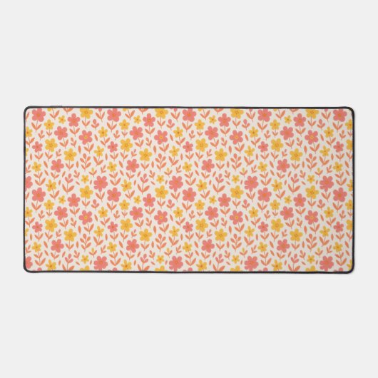 Roze en geel bloempatroon bureaumat (Voorkant)