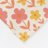 Roze en geel bloempatroon fleece deken (Hoek)