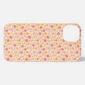 Roze en geel bloempatroon iPhone hoesje (Achterkant horizontaal)