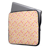 Roze en geel bloempatroon laptop sleeve (Voorkant Links)