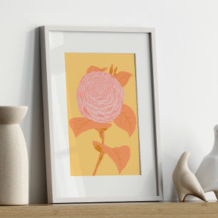Roze en Geel Botanische Tekening Coquette  Poster