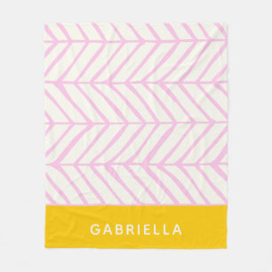 Roze en geel Chevron Line Pattern, gepersonaliseer Fleece Deken
