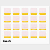 Roze en geel Chevron Line Pattern, gepersonaliseer Vierkante Sticker (Vel)