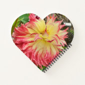 Roze en Geel Dahlia Heart Notitieboek (Achterkant)