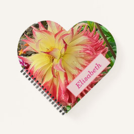 Roze en Geel Dahlia Heart Notitieboek