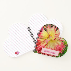 Roze en Geel Dahlia Heart Notitieboek