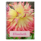 Roze en Geel Dahlia Spiral Notitieboek (Voorkant)