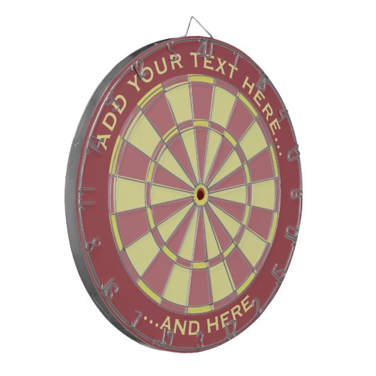 Roze en geel dartboard met aangepaste tekst dartbord (Voorkant Links)