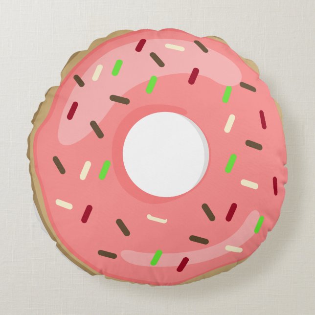 Roze en geel donut kussen (Voorkant)
