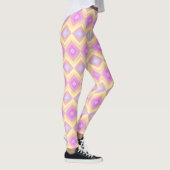 Roze en geel Elegant Diamond Patroon Leggings (Rechts)
