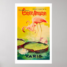  Roze en Geel Flamingo Travel Poster