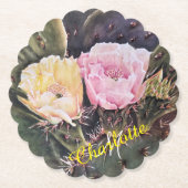 Roze en geel Floral Kartonnen Onderzetters (Voorkant)