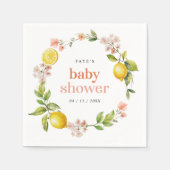 Roze en Geel | Floral Lemon Baby shower Servet (Voorkant)