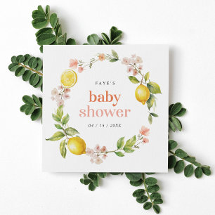 Roze en Geel   Floral Lemon Baby shower Servet