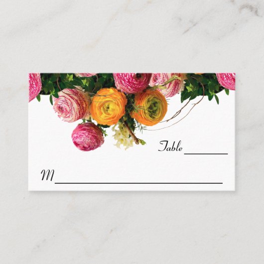 Roze en geel Floral - plaatskaarten Plaatskaartje (Voorkant)