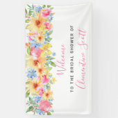 Roze en geel Floral Vrijgezellenfeest Welkom Spandoek (Verticaal)