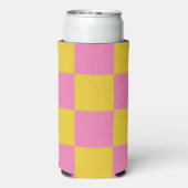 Roze en geel gebarsten patroon seltzer blikjeskoeler (Seltzer Achterkant)