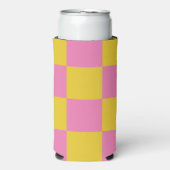 Roze en geel gebarsten patroon seltzer blikjeskoeler (Seltzer Voorkant)