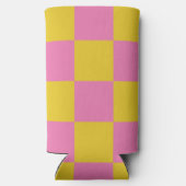 Roze en geel gebarsten patroon seltzer blikjeskoeler (Achterkant)