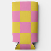 Roze en geel gebarsten patroon seltzer blikjeskoeler (Voorkant)