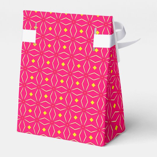 Roze en Geel Geometrische Print Party Favoriet Box Bedankdoosjes (Achterkant)
