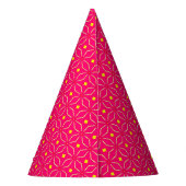 Roze en Geel Geometrische Print Party Pet Feesthoedjes (Achterkant)