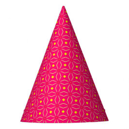 Roze en Geel Geometrische Print Party Pet Feesthoedjes