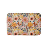 Roze en geel geperste bloem monogram badmat (Voorkant)