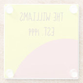 Roze en geel glazen onderzetter (Achterkant)