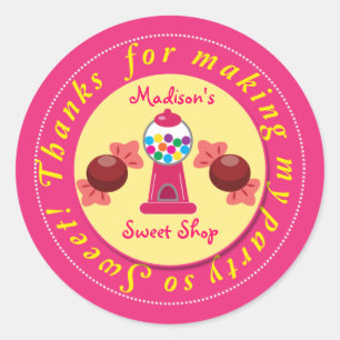 Roze en geel Gumball Sweet Shop sticker