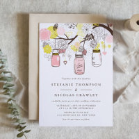 Roze en Geel Hanging Mason Jars Wedding